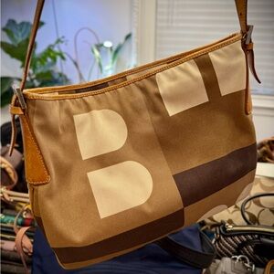 BALLY Brown Canvas Shoulder Bag